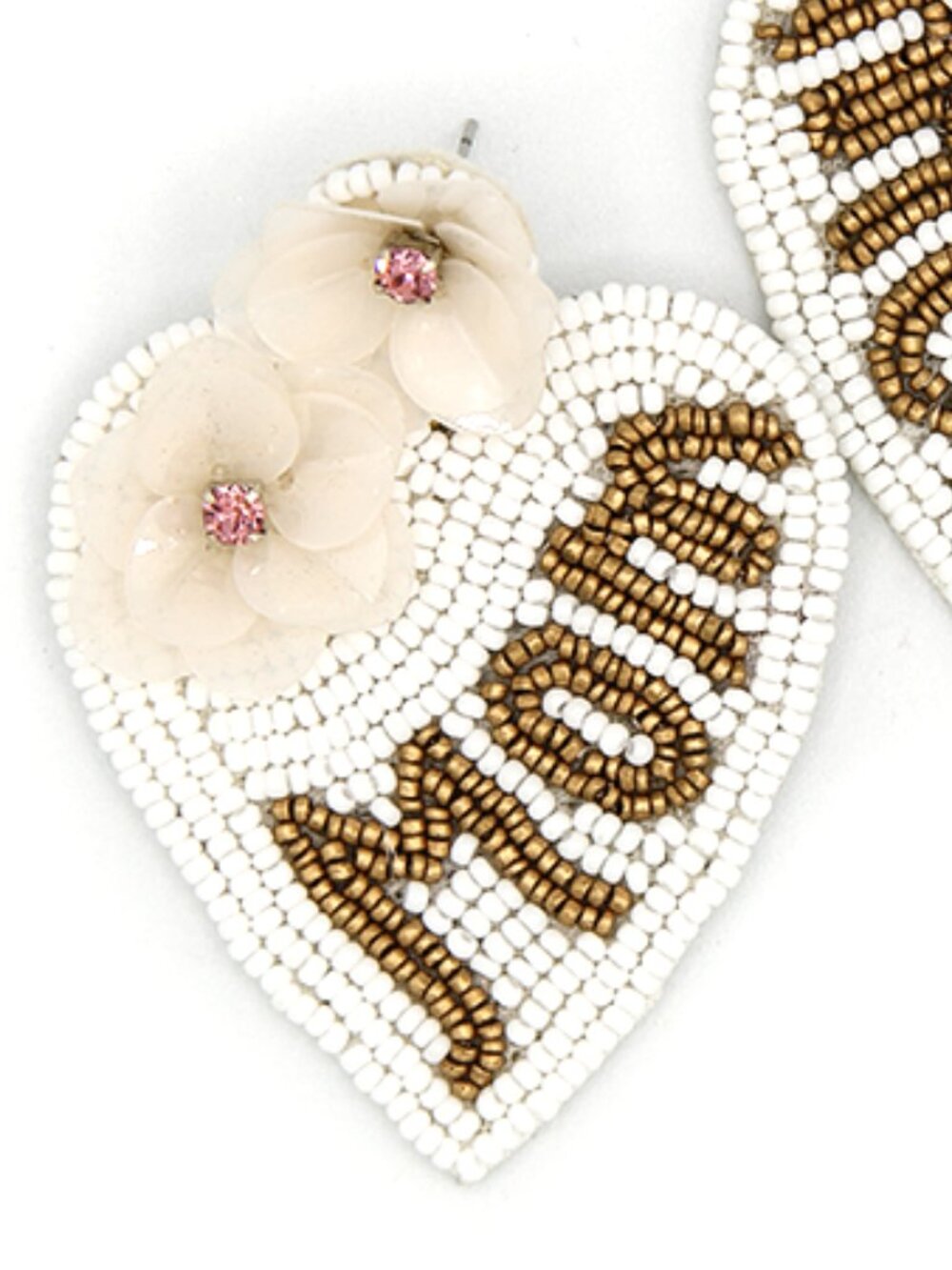 Mom Seed Bead Heart Shaped Earrings Pink or White Mother's Day Gift NEW - Picture 5 of 5